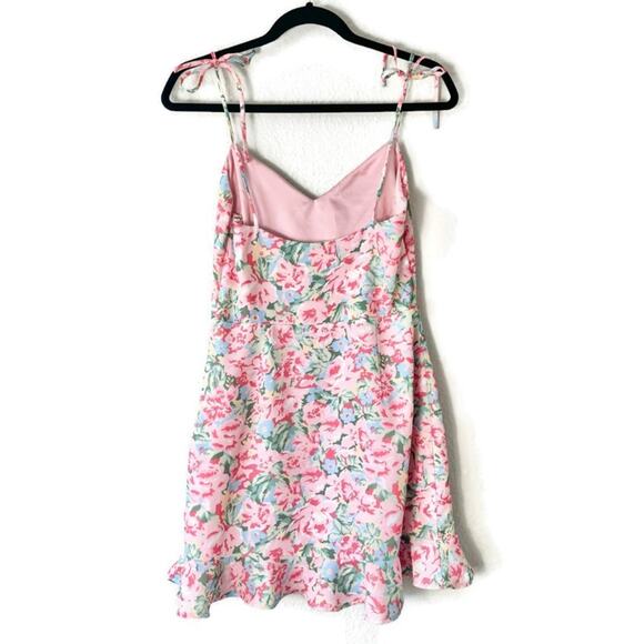 LPA Multi Ruffle Mini Dress Pink Blooms Size Small - Picture 4 of 7